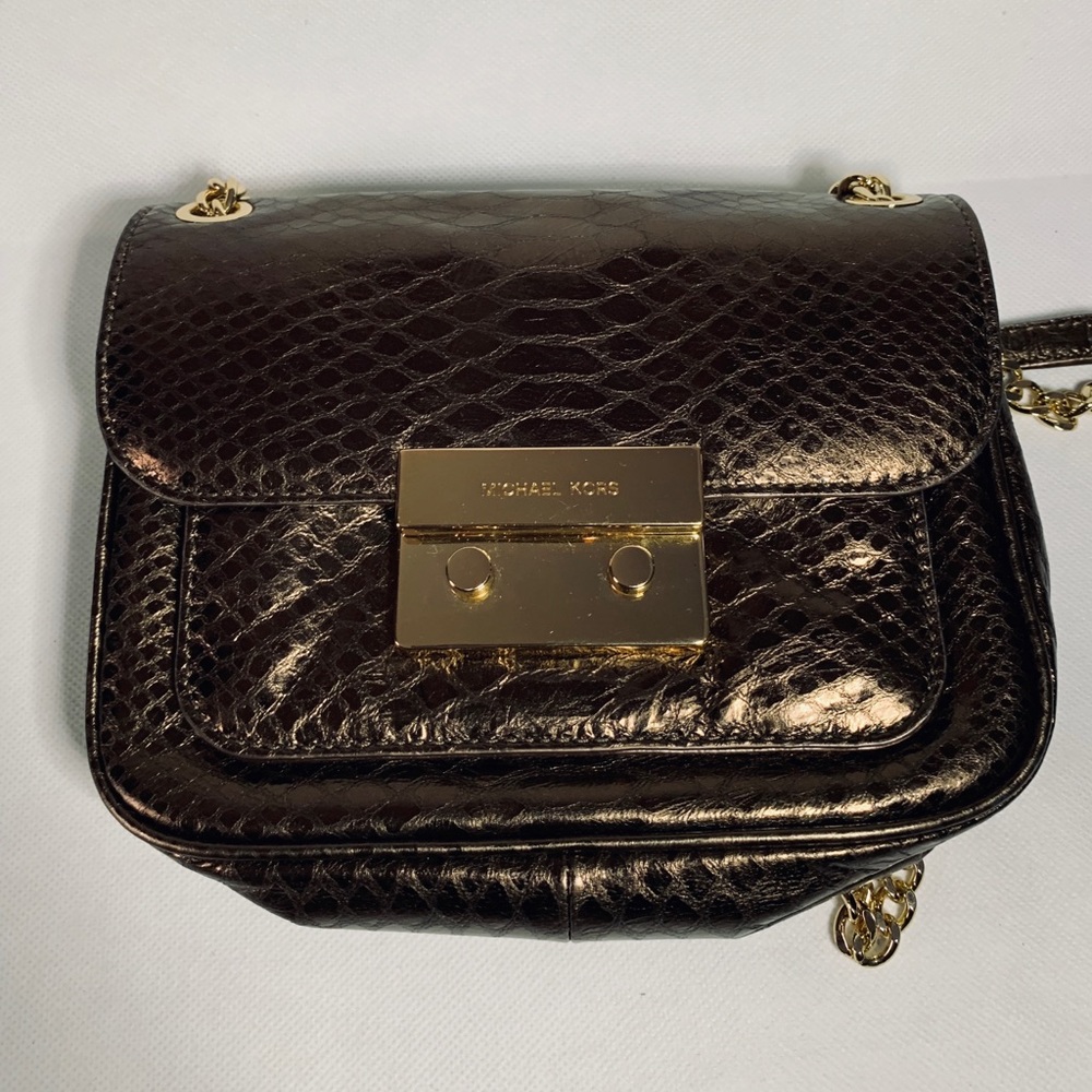 Michael Kors Sloan Metallic Python-Effect Bag - image 1